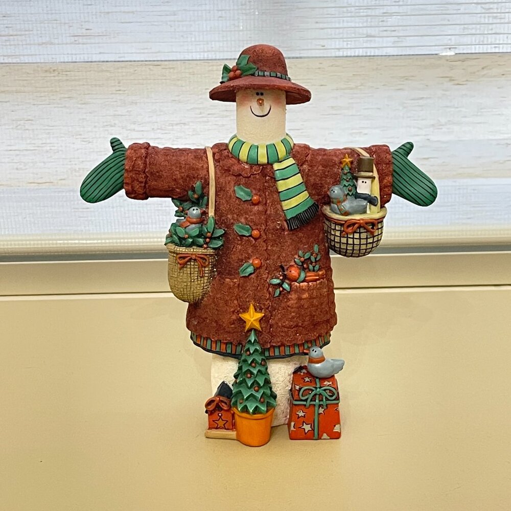 Lang & Wise Red Cap & Coat Snowman Figure SD 1st Ed.1998